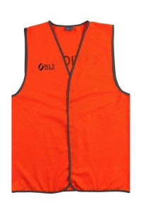 訂做橙色背心外套    設計印花logo     魔術貼    背心外套供應商  運動用品專門店 英國  製作背心工廠  V210